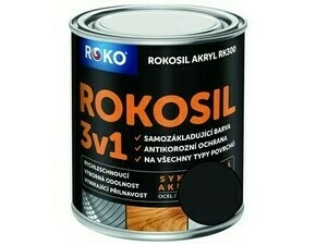 Barva samozákladující Rokosil akryl 3v1 RK 300 1999 černá mat, 0,6 l