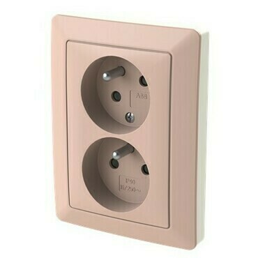 Zásuvka 230 V dvojnásobná ABB Zoni pudrová, bílá