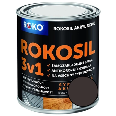 Barva samozákladující Rokosil akryl 3v1 RK 300 2880 hnědá tmavá, 3 l