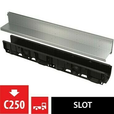 Žlab venkovní štěrbinový Alca AZV101-R121 s asymetrickým nástavcem 100 mm, pozink