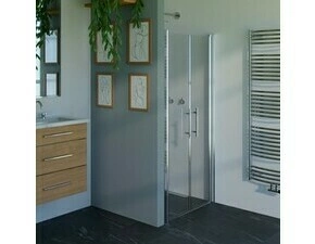Dveře sprchové dvoukřídlé WECCO 1000 mm leštěný hliník/čiré sklo