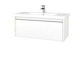 Skříňka umyvadlová Dřevojas BONO SZZ 100 bílá mat/bílá mat vč. umyvadla Harmonia