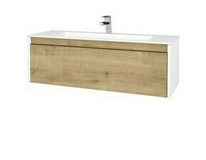 Skříňka umyvadlová Dřevojas BONO SZZ 120 bílá lesk/Arlington vč. umyvadla Pura