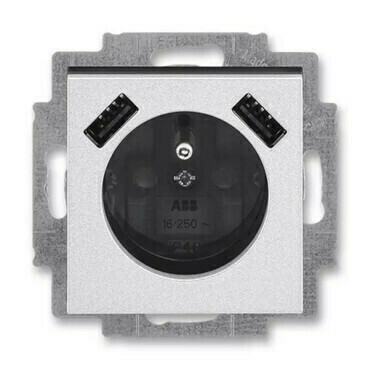 Zásuvka 230 V s USB jednonásobná ABB Levit M titanová/kouřová černá