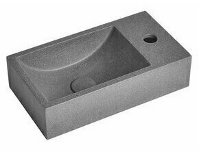 Umývátko betonové Sapho Crest R 400×220 mm včetně výpusti, černý granit, baterie vpravo AR409