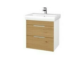 Skříňka umyvadlová Dřevojas PROJECT BENEFIT SZZ2 60 bílá lesk/dub karamel vč. umyvadla Q