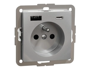 Zásuvka 230 V s USB jednonásobná Schneider Electric Sedna Design aluminium