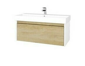 Skříňka umyvadlová Dřevojas BONO SZZ 100 bílá lesk/Nebraska vč. umyvadla Glance