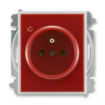 Zásuvka 230 V jednonásobná ABB Time/Element IP 40 s optickou signalizací karmínová/ledová bílá