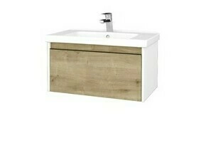 Skříňka umyvadlová Dřevojas BONO SZZ 80 bílá lesk/Arlington vč. umyvadla Harmonia