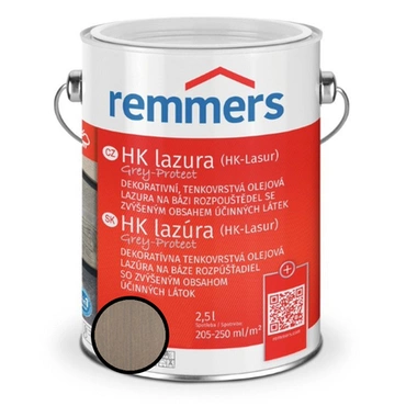 Lazura tenkovrstvá REMMERS HK lazura Grey Protect okenní šedá 2,5 l