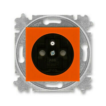 Zásuvka 230 V jednonásobná ABB Levit oranžová/kouřová černá