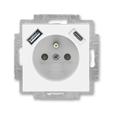 Zásuvka 230 V s USB jednonásobná ABB Levit bílá, ledová bílá
