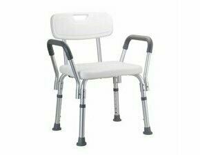 Stolička do sprchy Bemeta Help s opěradlem a područkami hliník/plast bílý
