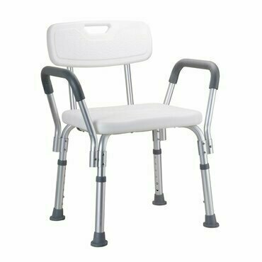 Stolička do sprchy Bemeta Help s opěradlem a područkami hliník/plast bílý