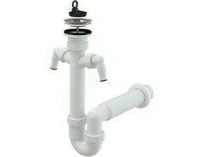 Sifon dřezový trubkový Alca A820-DN50 A820-DN50 s 2 přípojkami a nerezovou mřížkou DN 70