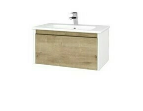 Skříňka umyvadlová Dřevojas BONO SZZ 80 bílá lesk/Arlington vč. umyvadla Euphoria