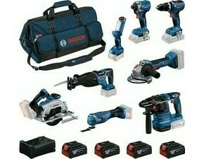 8 dílná sada AKU nářadí Bosch 18 V 4× 5 Ah + L-BOXX Contractor set 3