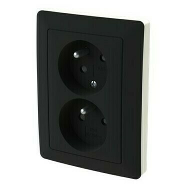 Zásuvka 230 V dvojnásobná ABB Zoni matná černá, bílá