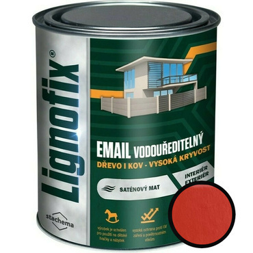 Barva vrchní Lignofix Email vodouředitelný červenohnědá, 0,75 l