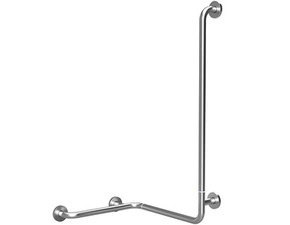 Madlo do sprchy Bemeta Help se svislou opěrou pravé s krytkou, skládané nerez matný