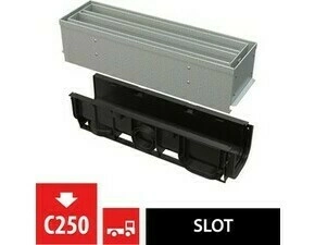 Žlab venkovní štěrbinový Alca AVZ101S-R123R se symetrickým revizním nástavcem 100 mm, pozink
