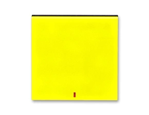 Kryt spínač jednoduchý s červeným průzorem ABB Levit žlutá, kouřová černá