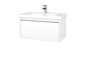 Skříňka umyvadlová Dřevojas BONO SZZ 80 bílá lesk/bílá mat vč. umyvadla Harmonia