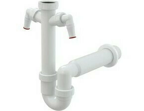 Sifon dřezový trubkový Alca A82-DN50 A82-DN50 s převlečnou maticí 6/4" a dvěmi přípojkami