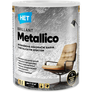 Malba interiérová HET Brillant Metallico graphite gray 1 l