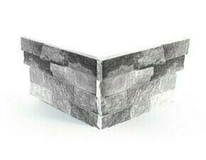 Obklad kamenný lepený DEKSTONE Q 016 Quartzite White & Grey kvarcit rohový 150×(250+300) mm