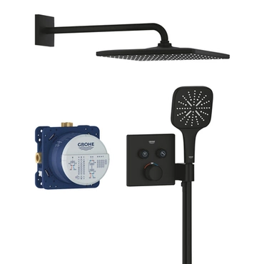 Systém sprchový termostatický Grohe Grohtherm SmartControl s hlavovou sprchou Mono 310 Cube phantom black 34865KF0