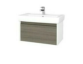 Skříňka umyvadlová Dřevojas BONO SZZ 80 bílá lesk/Cafe vč. umyvadla Q