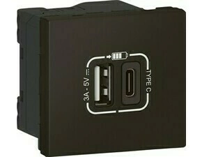 Zásuvka nabíjecí USB Legrand Mosaic 1× USB A, 1× USB C černá