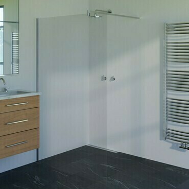 Stěna pevná WECCO Walk-In 1400 mm leštěný hliník/čiré sklo 1
