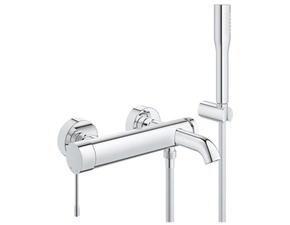 Baterie vanová nástěnná Grohe Essence 150 mm, chrom s přepínačem a sprchovým setem 25249001