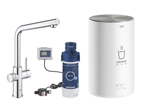 Baterie dřezová stojánková Grohe Red Duo s ohřevem vody a filtrací, L- výpusť, vel. M chrom