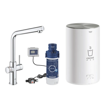 Baterie dřezová stojánková Grohe Red Duo s ohřevem vody a filtrací, L- výpusť, vel. M chrom