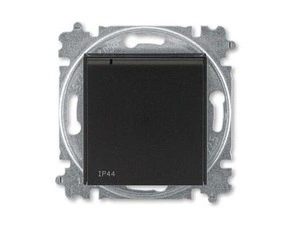 Zásuvka 230 V jednonásobná ABB Levit M s víčkem IP 44 onyx/kouřová černá