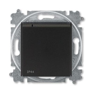 Zásuvka 230 V jednonásobná ABB Levit M s víčkem IP 44 onyx/kouřová černá