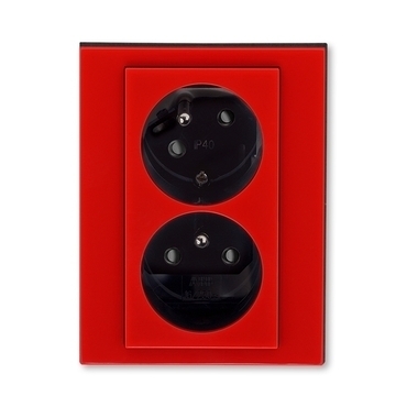 Zásuvka 230 V dvojnásobná kompletní ABB Levit červená, kouřová černá