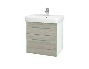 Skříňka umyvadlová Dřevojas Q MAX SZZ2 60 bílá lesk/Oregon vč. umyvadla Q
