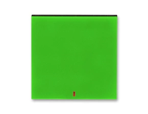 Kryt spínač jednoduchý s červeným průzorem ABB Levit zelená, kouřová černá