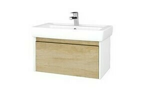 Skříňka umyvadlová Dřevojas BONO SZZ 80 bílá lesk/Nebraska vč. umyvadla Q