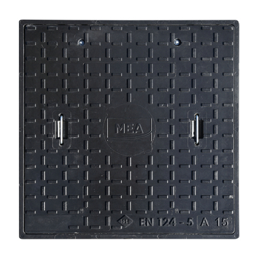 Poklop čtvercový kompozitní MEA A15 černý 600×600 mm