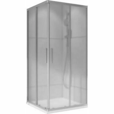 Kout sprchový WECCO SHINY 800×800 mm lesklý hliník/matné sklo