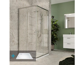 Kout sprchový s vaničkou Mereo Kora Lite 900×900 mm chrom/čiré sklo