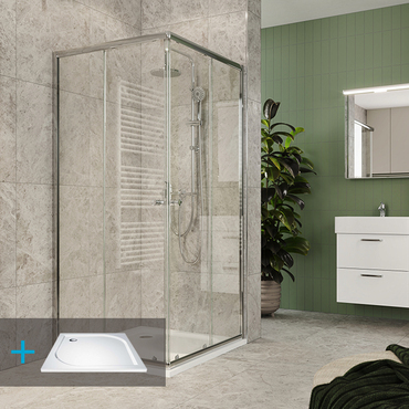 Kout sprchový s vaničkou Mereo Kora Lite 900×900 mm chrom/čiré sklo
