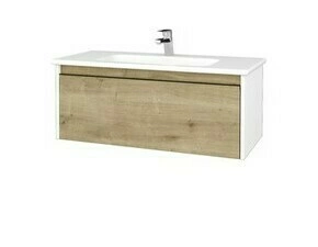 Skříňka umyvadlová Dřevojas BONO SZZ 100 bílá lesk/Arlington vč. umyvadla Euphoria