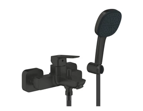 Baterie vanová nástěnná Grohe Cubeo 150 mm, matte black s přepínačem a sprchovým setem 1018142430